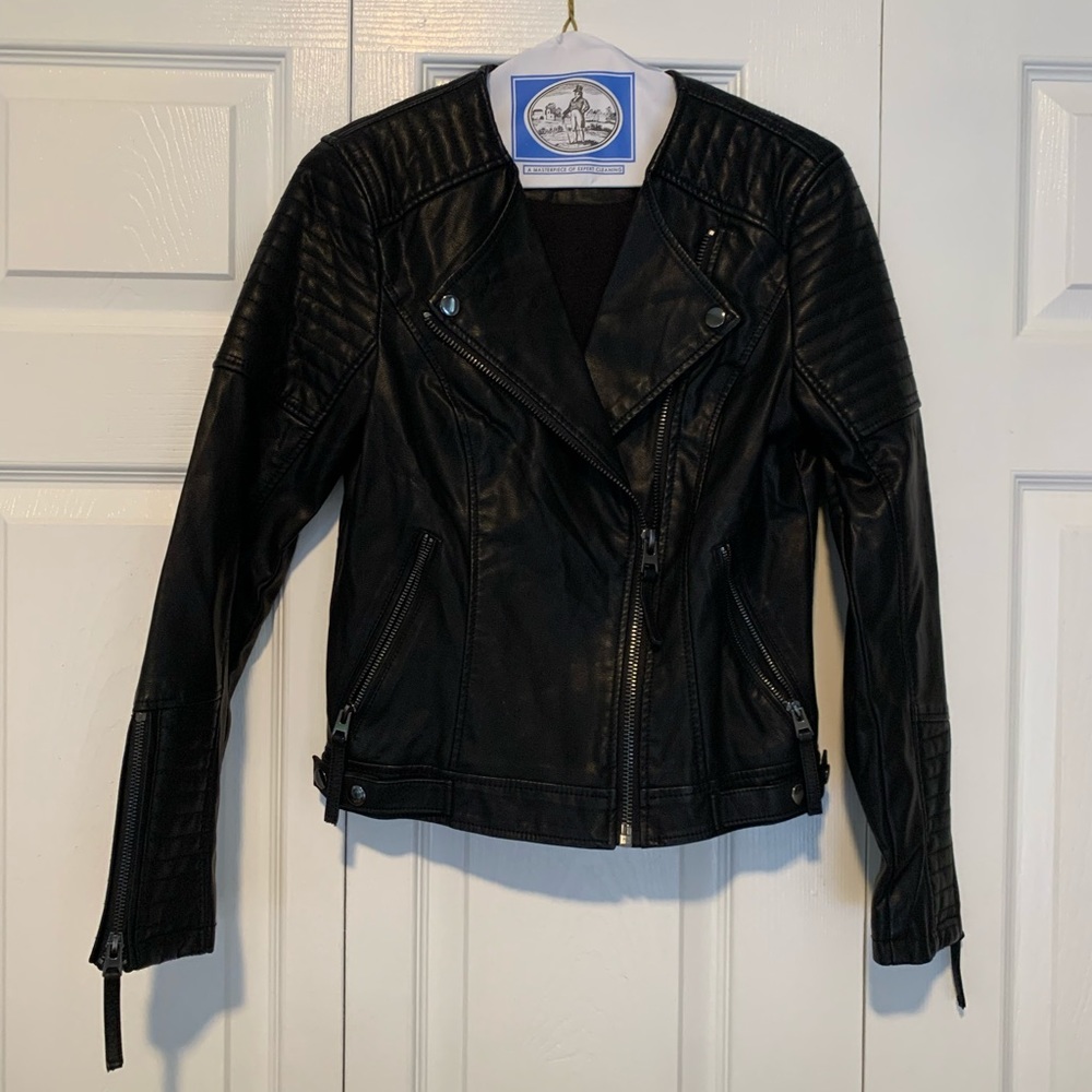 Topshop Faux Leather Moto Jacket, black, size 4